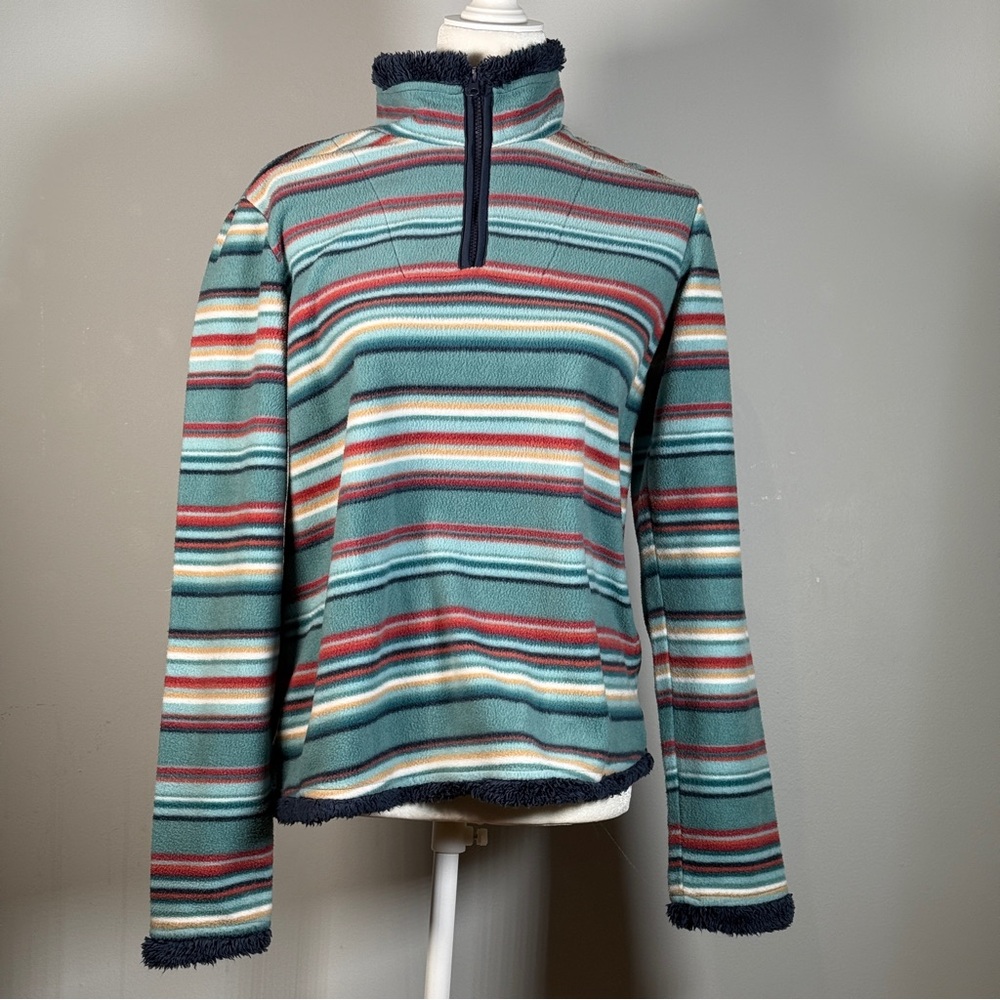 Bit & Bridle Women’s Small Pullover 1/4 Zip Multi Color Stripe Fleece Jacket